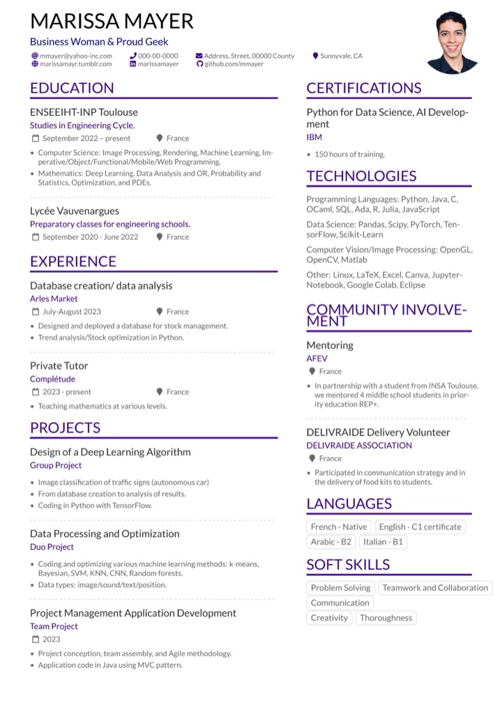 Creative — modèle CV ATS-optimisé PDF professionnel