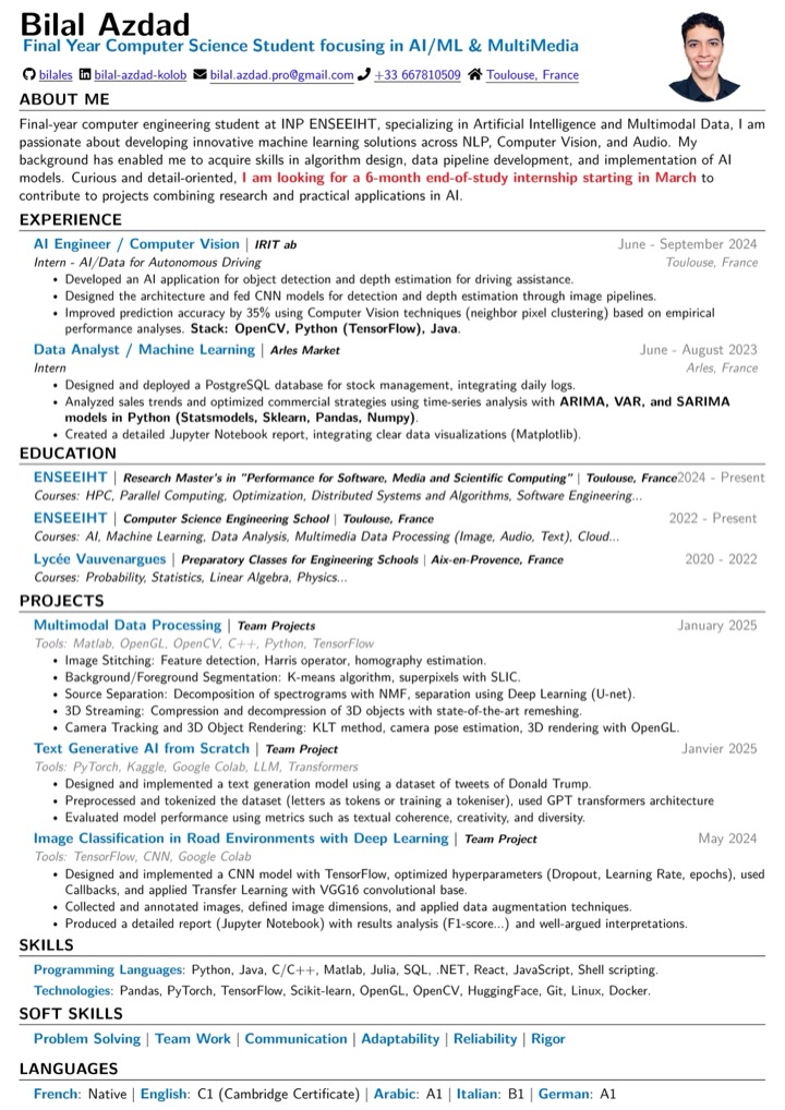 Modern — modèle CV ATS-optimisé PDF professionnel